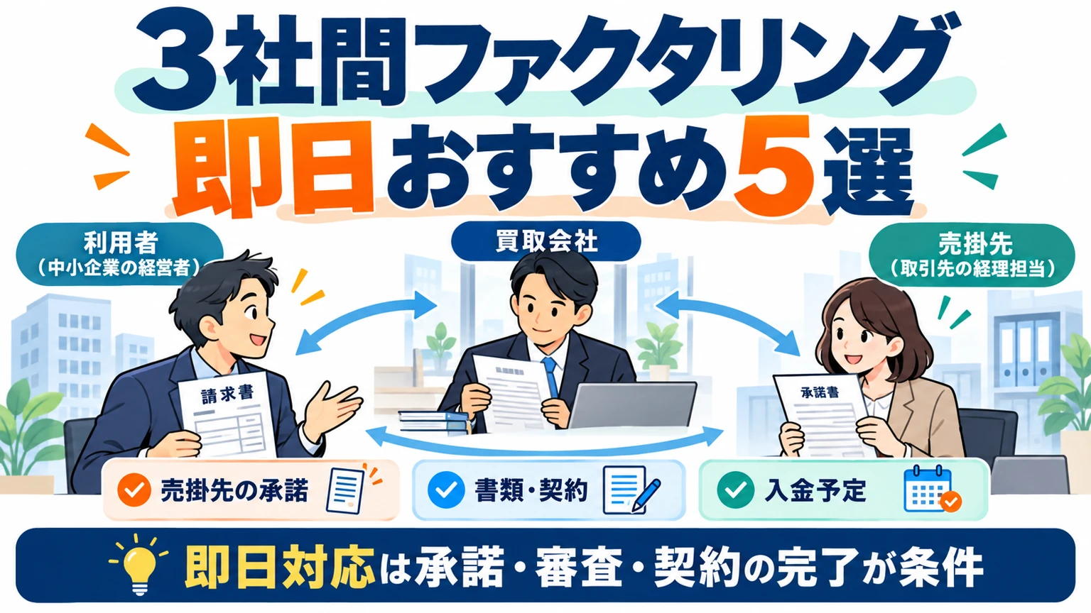 3社間ファクタリング即日おすすめ5選の図解