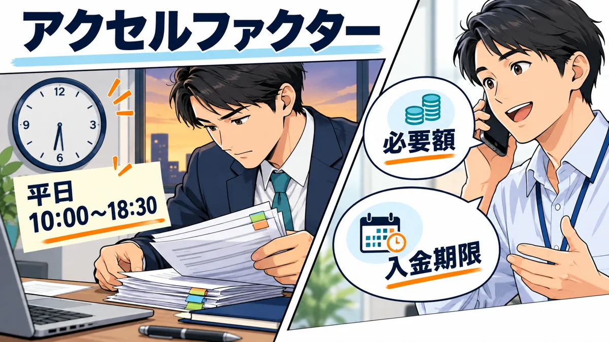 アクセルファクター｜平日18時30分までに事情を伝え翌日も見据えるを説明する漫画図解