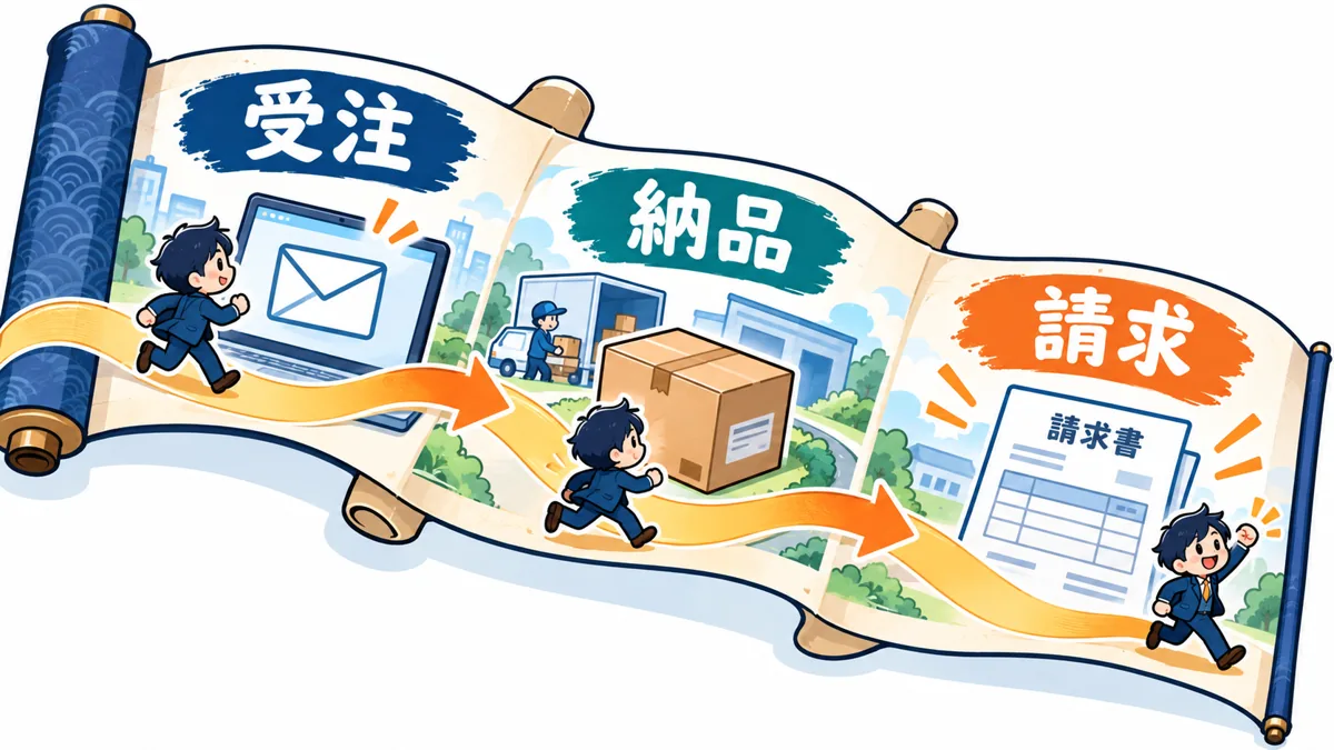 取引の実態が分かる資料を請求書と結び付けるを説明する漫画図解