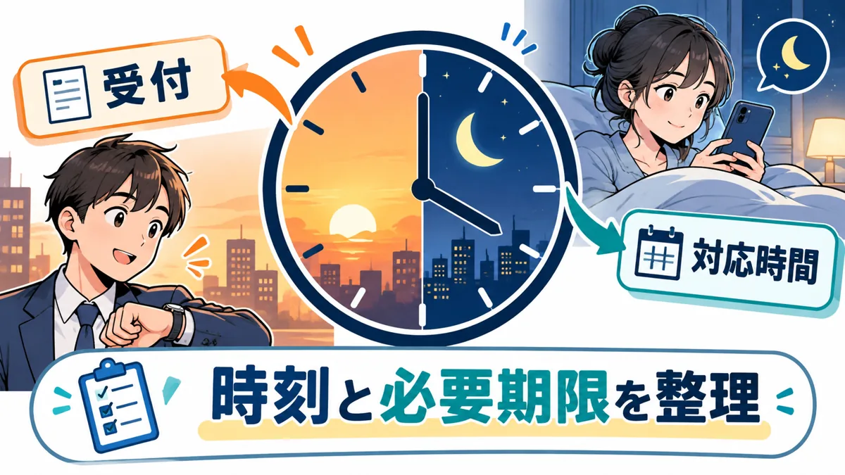 夜間は18時台と深夜で選べる方法が変わるを説明する漫画図解