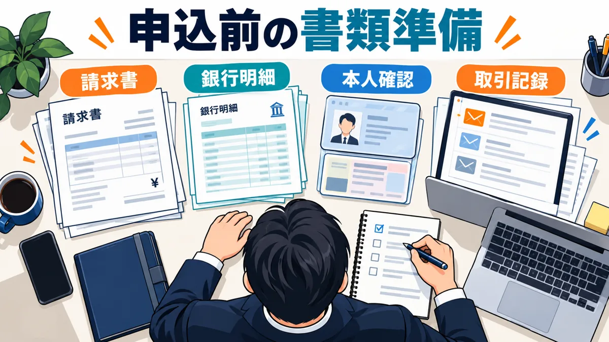 ファクタリング審査が甘い会社を探す前に整える書類の図解