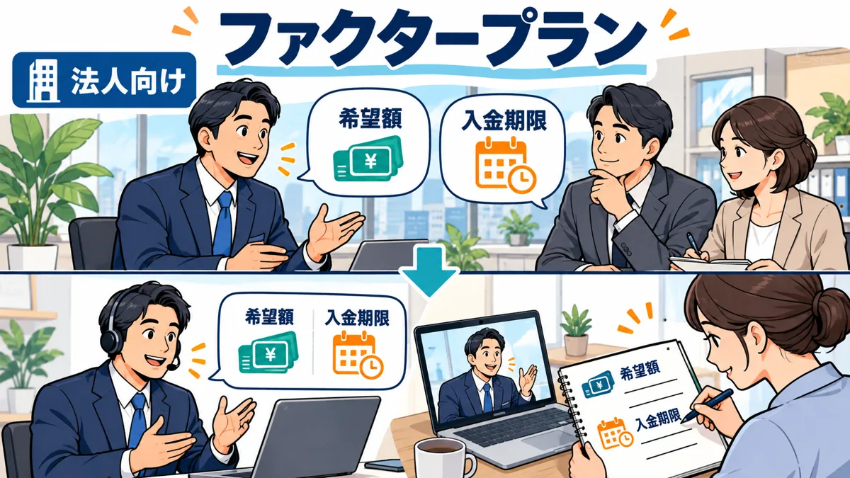 ファクタープランは法人の希望額と入金期限をまとめて相談するの図解