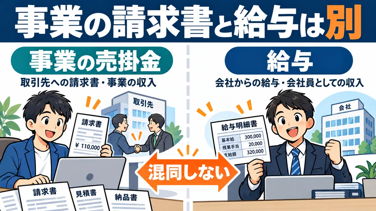給与の買取や現金化サービスと事業の売掛金を混同しないの図解